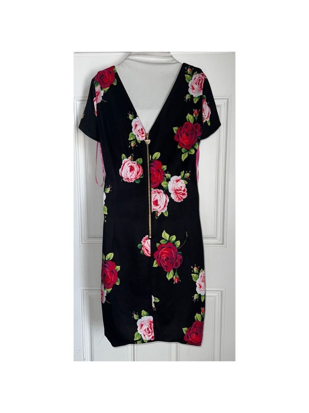 Women's Betsey Johnson Floral Dress Size 12 Black Red - Picture 3 of 8